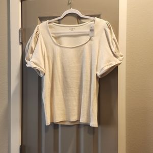 New XL Loft Outlet Oatmeal colored ribbed blouse